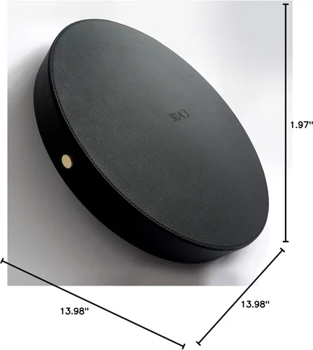 Vista 9 de Bandeja redonda decorativa para servir – Bandeja negra y dorada Bandejas decorativas para mesa de café Bandeja de servir para otomana Bandeja