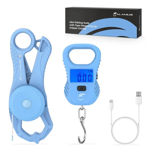 Vista 12 de Calamus Báscula de pescado ligera, báscula digital recargable con cable USB, capacidad de 55 libras, unidades múltiples libras/onzas y kilogramos