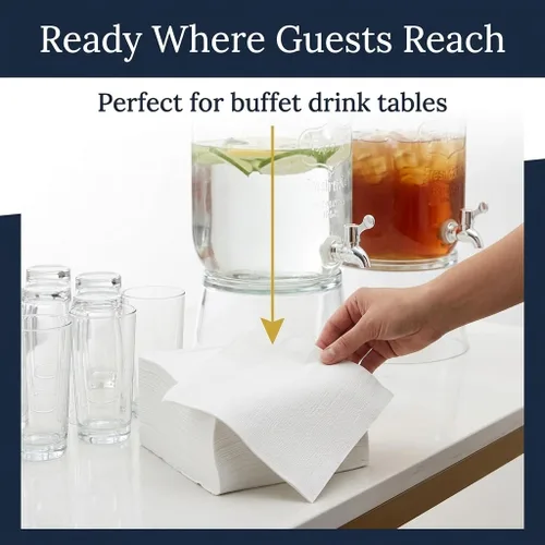 Vista 3 de Servilletas desechables blancas para bebidas – 500 servilletas de cóctel, servilletas de papel absorbentes, a granel para fiestas, bares, catering