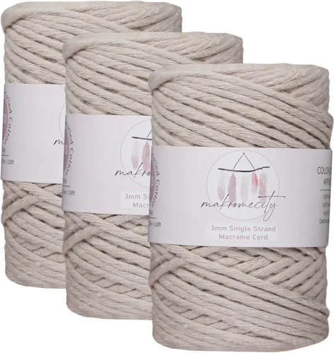 Vista 56 de Makromecity, Cordón de macramé de un solo hilo de 3 mm x 100 yardas (300 pies) de 3 mm de cordón de algodón azul bebé para arte y manualidades