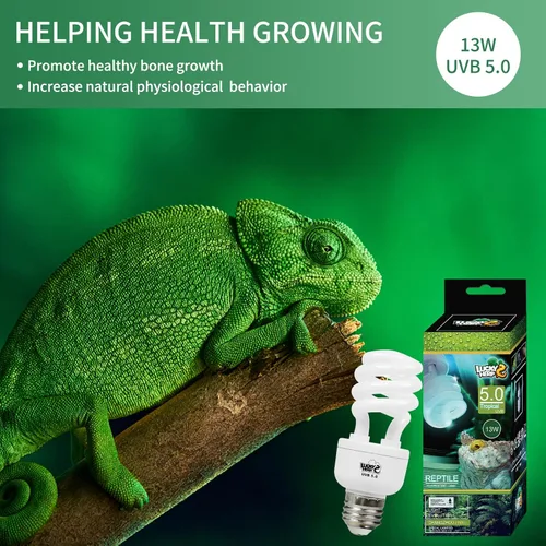 Vista 6 de LUCKY HERP Lámpara fluorescente compacta UVA UVB para reptiles 5.0, 13 W, lámpara tropical para terrario