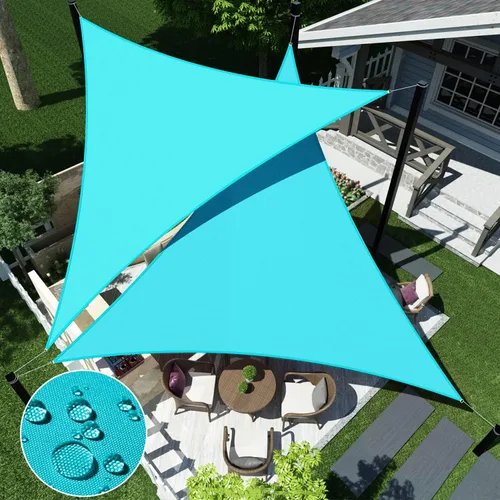 Vista 9 de ECOOPTS Toldo impermeable triangular, 5 x 5 x 5 pies, bloqueo UV, para patio al aire libre, pérgola, jardín (rojo)