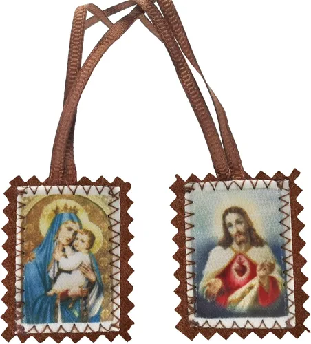 Vista 3 de Collar Católico Escapulario Nuestra Señora del Monte Carmelo para Mujer Escapulario Morado Escapulario Morado