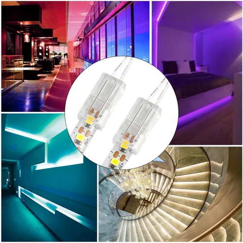 Vista 8 de RGBZONE 10 piezas de 2 pines de 8 mm de tira LED a conectores de cable y 10 m/32.8 pies de cable de extensión de 2 pines para tiras de luces LED