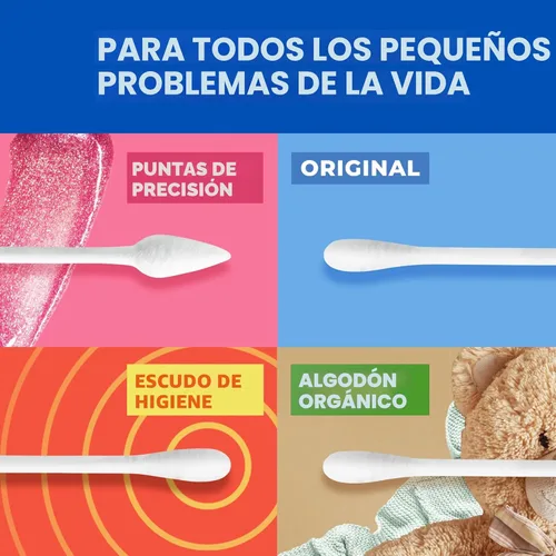 Vista 9 de Q-tips Hisopos de algodón para higiene y cuidado de la belleza, hisopo de algodón original hecho con 100% algodón, 625