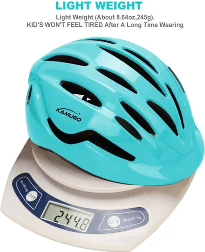 Vista 7 de KAMUGO Casco de bicicleta para niños pequeños de 2 a 8 años de edad, casco ajustable para niños, adecuado para monopatín, bicicleta, scooter