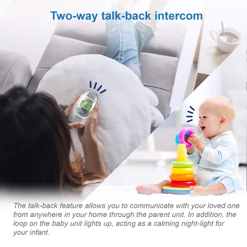 Vista 7 de Monitor para bebés de audio digital VTech Communications Safe and Sound, Monitor con una unidad para padres, Blanco/Plateado