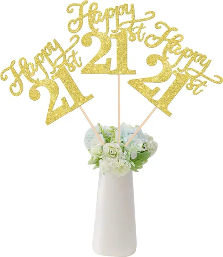 Vista 22 de Rsstarxi Paquete de 12 palitos de centro de mesa de cumpleaños número 50 para decoración de mesa de cumpleaños 50 para hombre, decoración de mesa