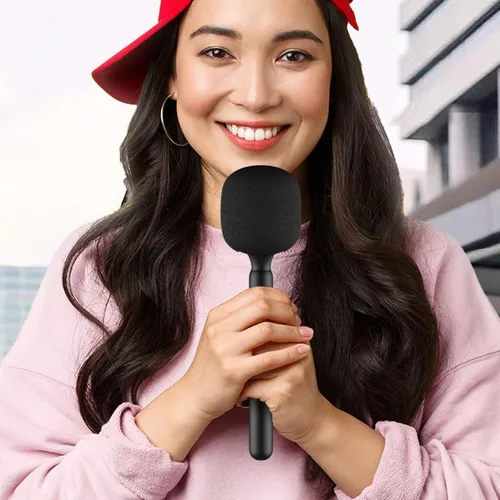 Vista 4 de Soporte de micrófono apto para micrófono inalámbrico DJI/Rode/Hollyland Lark/Movo, soporte de mano palo, cubierta de micrófono parabrisas