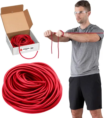 Vista 11 de THERABAND Latex Resistance Tubing, Red, Medium Level 2, 100 ft Roll, Professional Grade Resistance Band for Exercise, Upper and Lower Body Workouts
