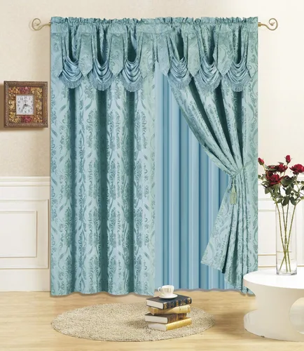 Vista 16 de All American Collection Nuevo juego de cortinas de 4 piezas con cenefa adjunta y transparente con 2 alzapaños incluidos (96" de largo, gris pardo)