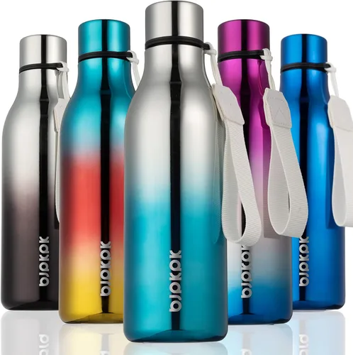 Vista 88 de BJPKPK - Botellas de agua aisladas, botella de agua de metal de acero inoxidable de 25 oz con correa, jarras, tazas, frascos libres de BPA a prueba