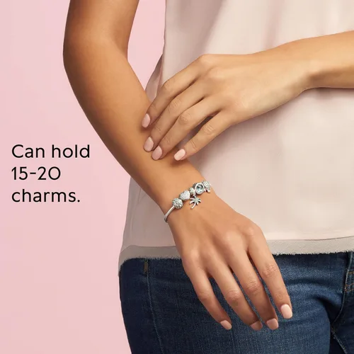 Vista 7 de Pandora Moments - Pulsera de cadena de serpiente con cierre de corazón brillante