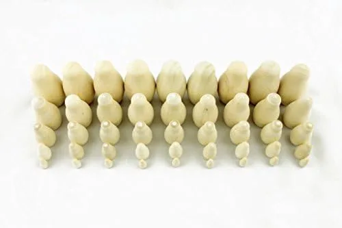 Vista 3 de Lote de 9 muñecas de anidación rusas en blanco para manualidades, cada muñeca 5 piezas - 45 muñecas apilables Matryoshka de madera sin pintar - Lote