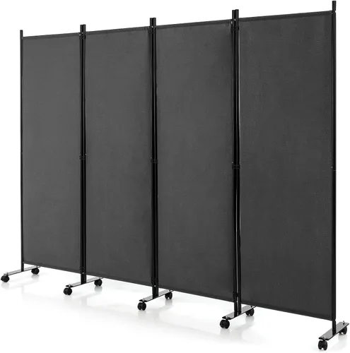 Vista 19 de GOFLAME Divisor de habitación plegable de 6 paneles, pantalla de privacidad enrollable de 6 pies con ruedas bloqueables, pantalla de partición