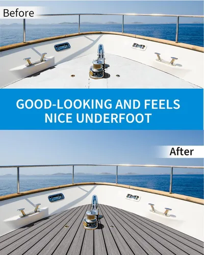 Vista 7 de OCEANBROAD Suelo de espuma EVA para barco con base adhesiva 3M, cubierta marina autoadhesiva de 96''x45.6''/36''/28.8''/16.8'', 48''x16.8'' hoja