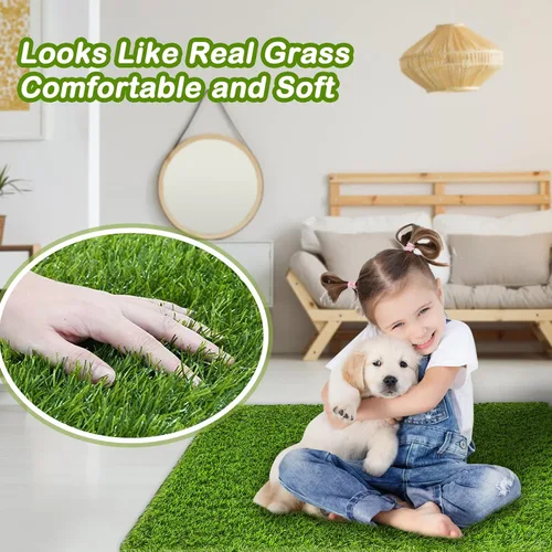 Vista 3 de Pasto artificial, almohadillas para orina de perro, extra grandes, almohadillas reutilizables para orina de césped falso para perros, alfombra