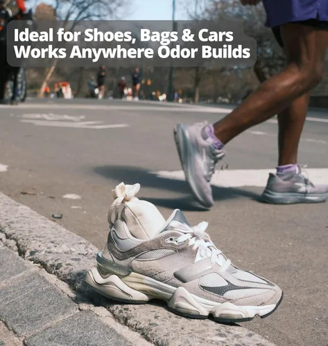 Vista 7 de Desodorizante para zapatos, absorbente de olores de carbón de coco (paquete de 2, 4.25 onzas cada uno), carbón de cáscara de coco activado extra