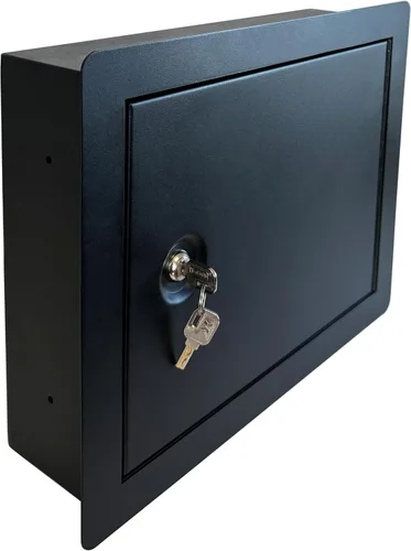 Caja fuerte en la pared con cerradura de llave – Compartimento de pared oculto bloqueable de acero resistente para almacenamiento seguro, caja