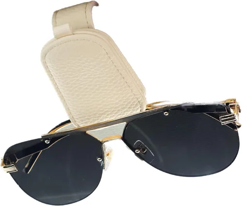 Vista 10 de SINGARO Soporte para lentes de sol para coche, clip magnético de hebilla de cuero para visera, clip para lentes de sol con almacenamiento