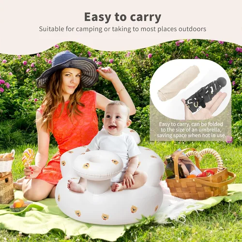 Vista 4 de Asiento de bebé inflable para bebés de 3 meses en adelante, asientos portátiles para bebé con bomba de aire integrada, soporte seguro para sentarse
