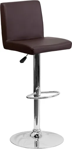 Vista 14 de Flash Furniture Taburete de bar contemporáneo de vinilo negro ajustable con panel trasero y base cromada (paquete de 1)