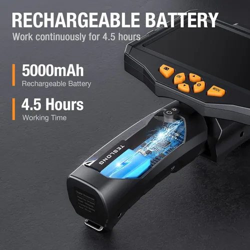 Vista 7 de Teslong Cámara de Inspección, Cámara de Boroscopio de Doble Lente con Luz, NTS300 Endoscopio Industrial IPS de 5", 1080P Impermeable Flexible