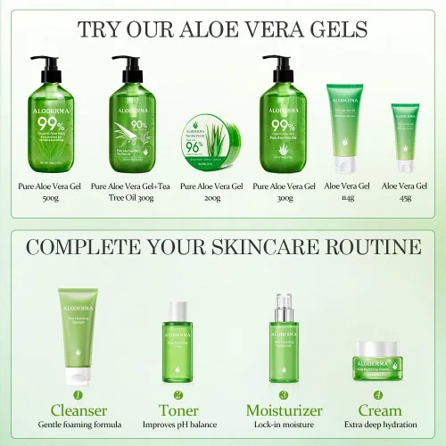 Vista 8 de Aloderma Aloe Clearing Gel for Clear Complexion with 90% Organic AloeVera - Moisturizing, Oil Controlling Facial Lotion with Allantoin, Wintergreen