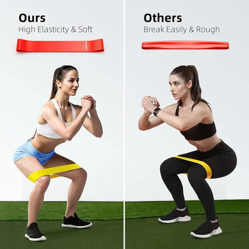 Vista 4 de Resistance Bands for Working Out, 5-Pack Elastic Exercise Bands for Strength Training, Stretching, Workout; Home Gym Equipment for Women Men
