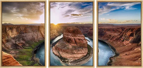 Vista 55 de Lienzo de 3 piezas, arte contemporáneo, decoración de pared moderna, cascada y flores