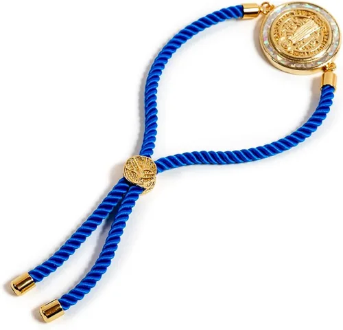 Vista 4 de Alea Collection San Benito - Medalla católica bendecida chapada en oro de 18 quilates joyería religiosa Base chapada en oro no conocido