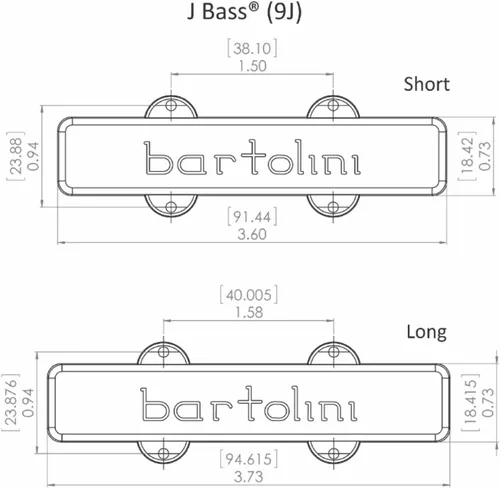 Vista 2 de Bartolini Original Bass Series 4-String J Bass Dual In-Line Pickups Largo/Corto Set