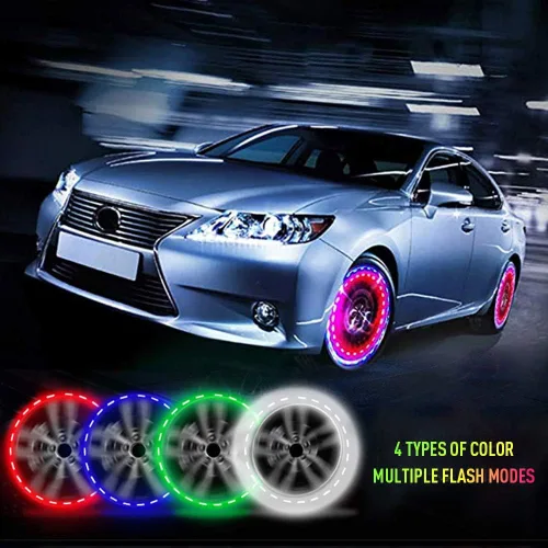 Vista 7 de KaiDengZhe Luces solares para neumáticos de automóvil, luces LED para neumáticos de automóvil, tapa de válvula de aire, luz con sensores