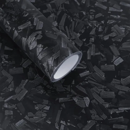 Lypumso Rollo de vinilo de fibra de carbono forjado negro mate, antiarrugas, libre de burbujas, calcomanía de repuesto para auto, vinilo