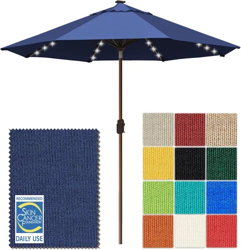 Vista 61 de EliteShade - Sombrilla solar de 9 pies / 2.74 metros, con 80 luces LED para patio, mesa al aire libre, con ventilación y cubierta que no se decolora