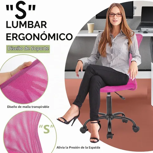 Vista 7 de BestOffice Silla Ergonómica de Oficina Silla de Escritorio Silla de Computadora de Malla Sin Brazos con Soporte de Espalda Moderna Silla Giratoria