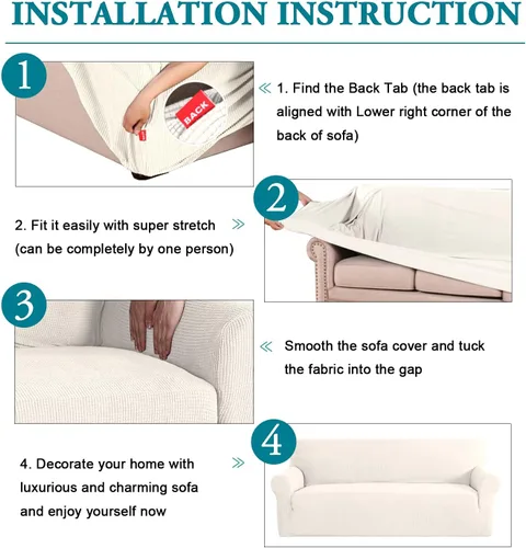 Vista 6 de Funda elástica para sofá Flamingo P de alto estiramiento, funda antideslizante para sofá de 3 cojines, protector lavable para muebles con mascotas