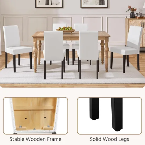 Vista 8 de Yaheetech Juego de 2 Sillas de Comedor Modernas de Cuero Sintético para Comedor con Patas de Madera de Goma y Asiento Acolchado para Cocina/Sala