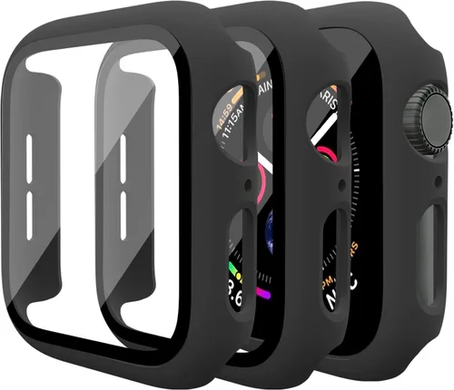 Mugust Paquete de 3 fundas para Apple Watch Series 3 de 1.496 pulgadas (1.496 in), carcasa rígida de policarbonato con protector de pantalla de