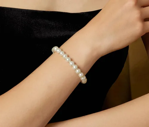 Vista 4 de Gionforsy Collar de perlas blancas para mujer, gargantilla de perlas de múltiples hebras, collar de perlas cortas para boda, fiesta de té, Perla