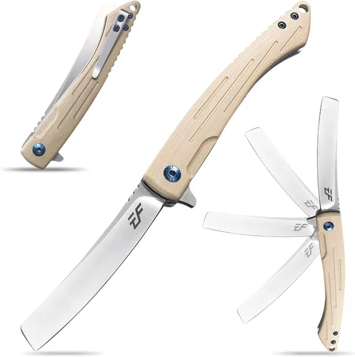 Vista 10 de Eafengrow EF944 EDC Cuchillo plegable D2 Hoja de acero G10 Mango de bloqueo confiable Rodamiento de bolas Cuchillos aleta para camping, Negro