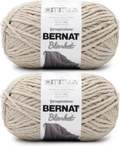 Bernat - Estambre para mantas súper esponjoso acrílico, 2 paquetes de 300g/10.5 onzas, #6, chenilla gruesa de peso pesado para tejer y crochet,