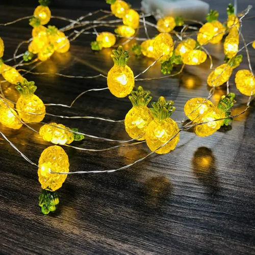 Guirnalda de luces decorativas de piña, 14 pies, 40 LED, 8 modos, funciona con USB, con temática oceánica, para dormitorios, fiestas, bodas, jardín,
