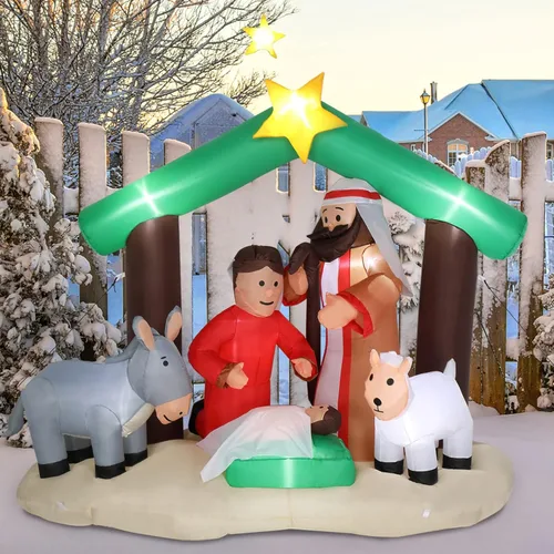 Vista 3 de Decoración inflable de Navidad de 6 pies con luces LED para decoración de Navidad en interiores y exteriores, patio, jardín