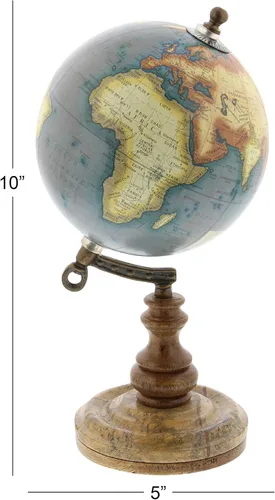 Vista 8 de Deco 79 Globo de plástico con base de madera, 5 "x 5" x 10 ", marrón