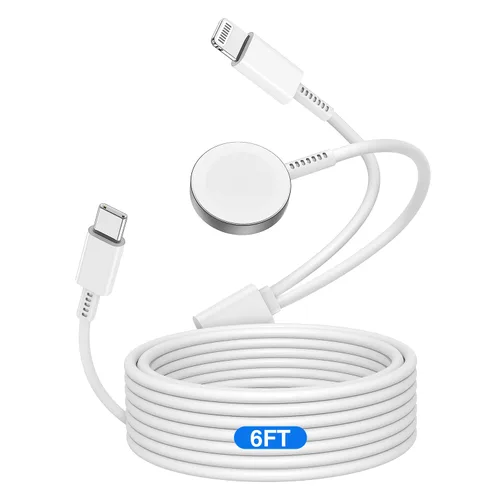 Vista 8 de Cable de carga USB C mejorado para Apple Watch, [certificado Apple MFi], cable de carga magnético para iWatch de 6 pies, cable de carga tipo C 2