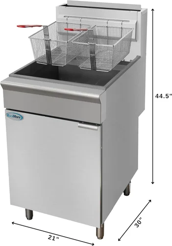 Vista 2 de KoolMore Freidora comercial de propano líquido de pie de 75 libras con 150,000 BTU en acero inoxidable, certificación ETL (KM-FDF75-LP)