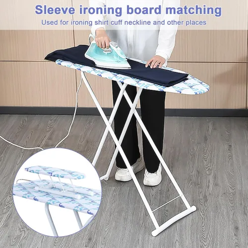Vista 3 de Tabla de planchar de tamaño completo con soporte de plancha, tabla ligera de altura ajustable, gruesa con cubierta resistente al calor