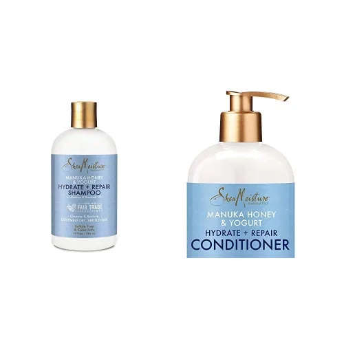 SheaMoisture Hidratar y reparar la humedad champú y acondicionador, miel de manuka con manteca de karité