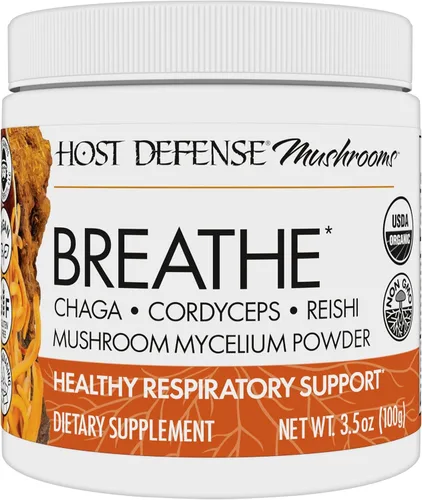 Host Defense Breathe* Powder - Suplemento de hongos de apoyo inmunológico y respiratorio - Suplemento de apoyo a la salud pulmonar a base de hierbas